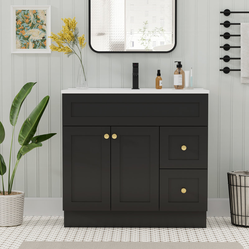 ❤️um36 Winston Porter Romia 36'' Modern Single Bathroom Vanity Set with